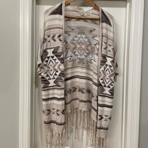 Garage Short Sleeve open cardigan with fringes